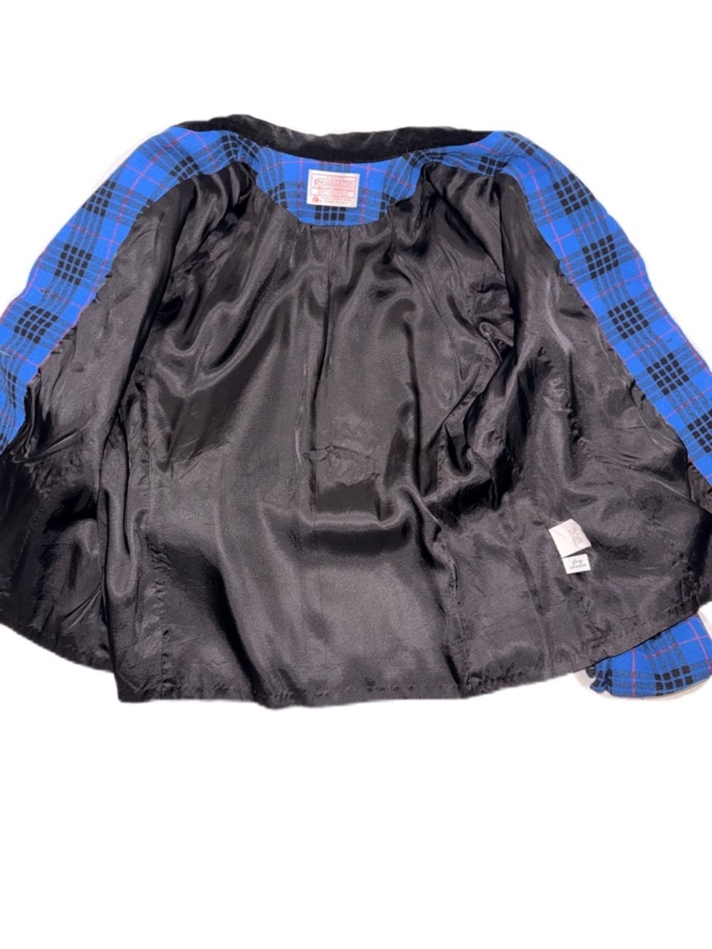 Vintage Pendelton 16P Wool Riding Jacket Coat Blue Black Plaid Women Blazer EUC - Picture 4 of 11